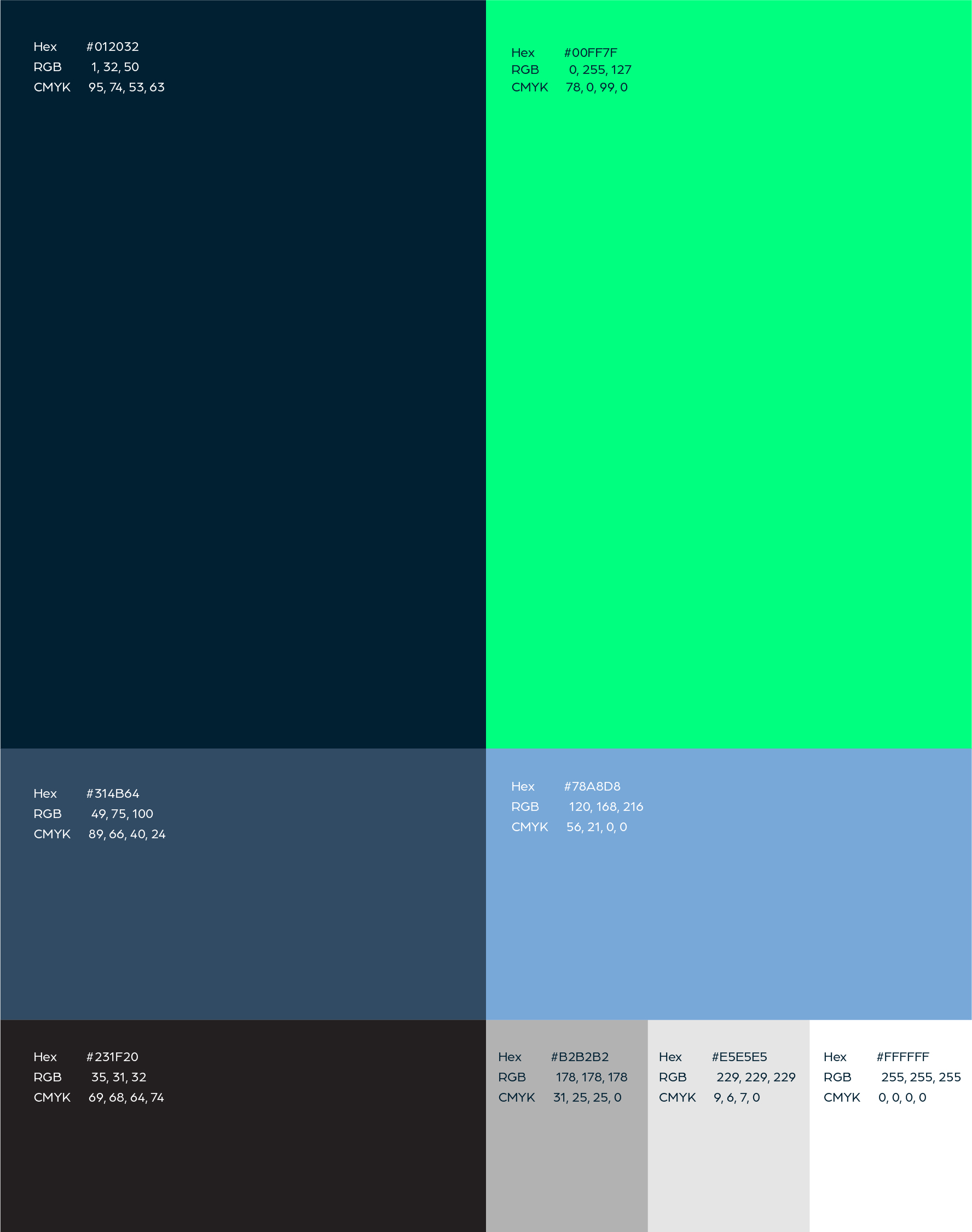 Block Debt colour palette in navy, bright green, blue and grey.