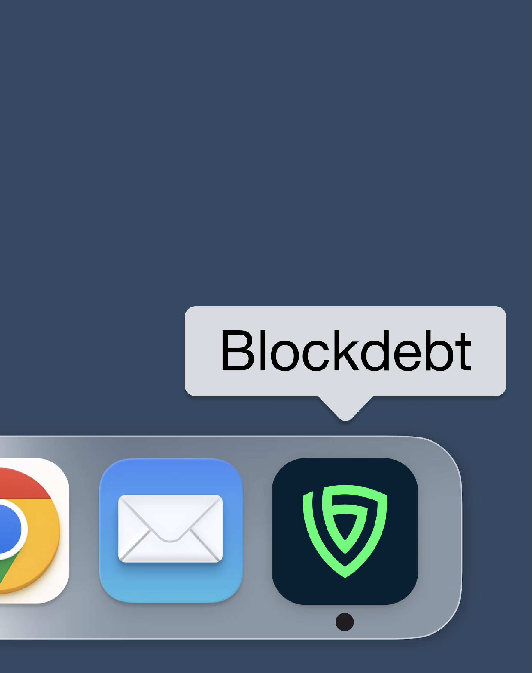 Block Debt desktop app icon with its name shown above.