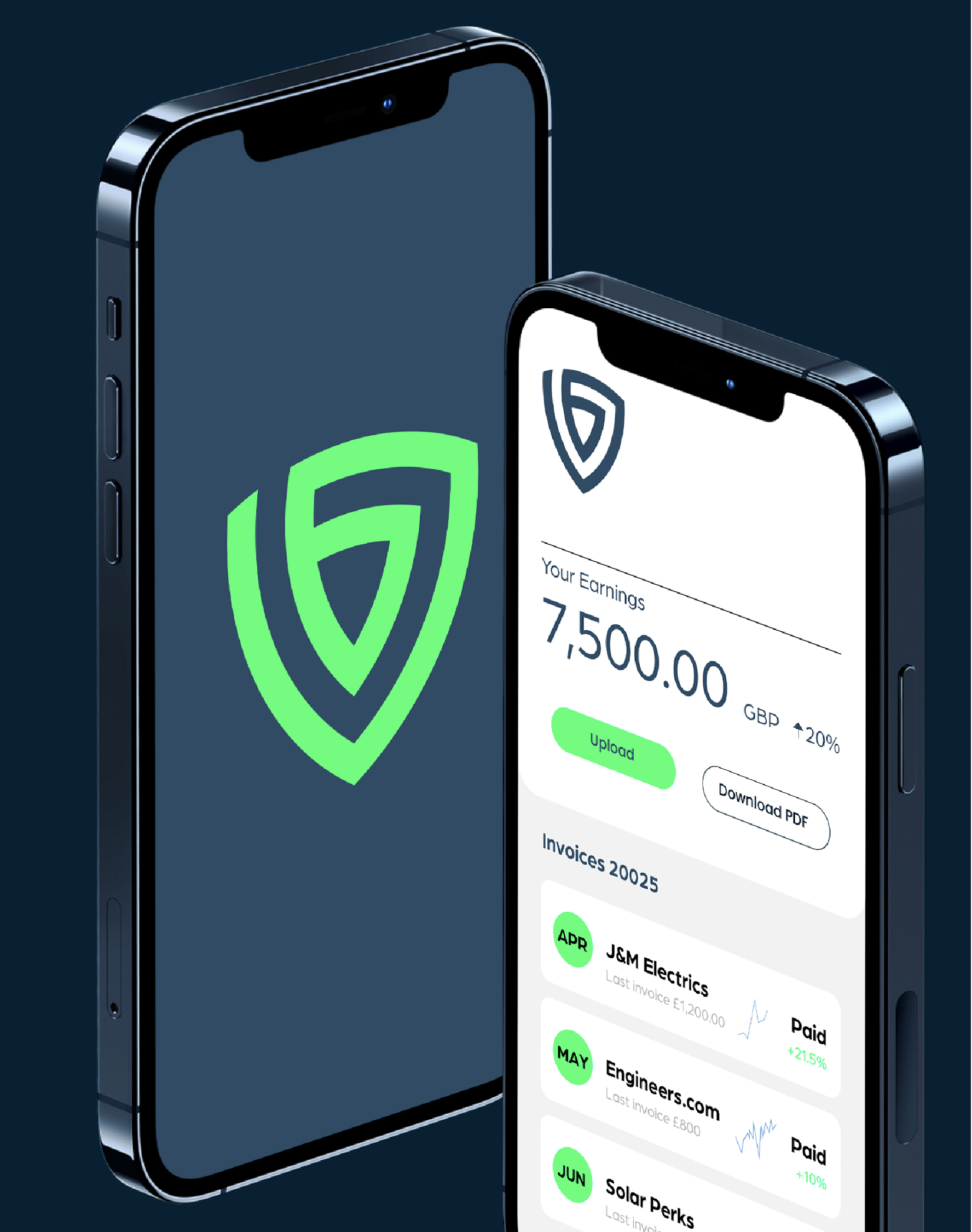 Block Debt mobile interface beside a phone displaying its shield logo.