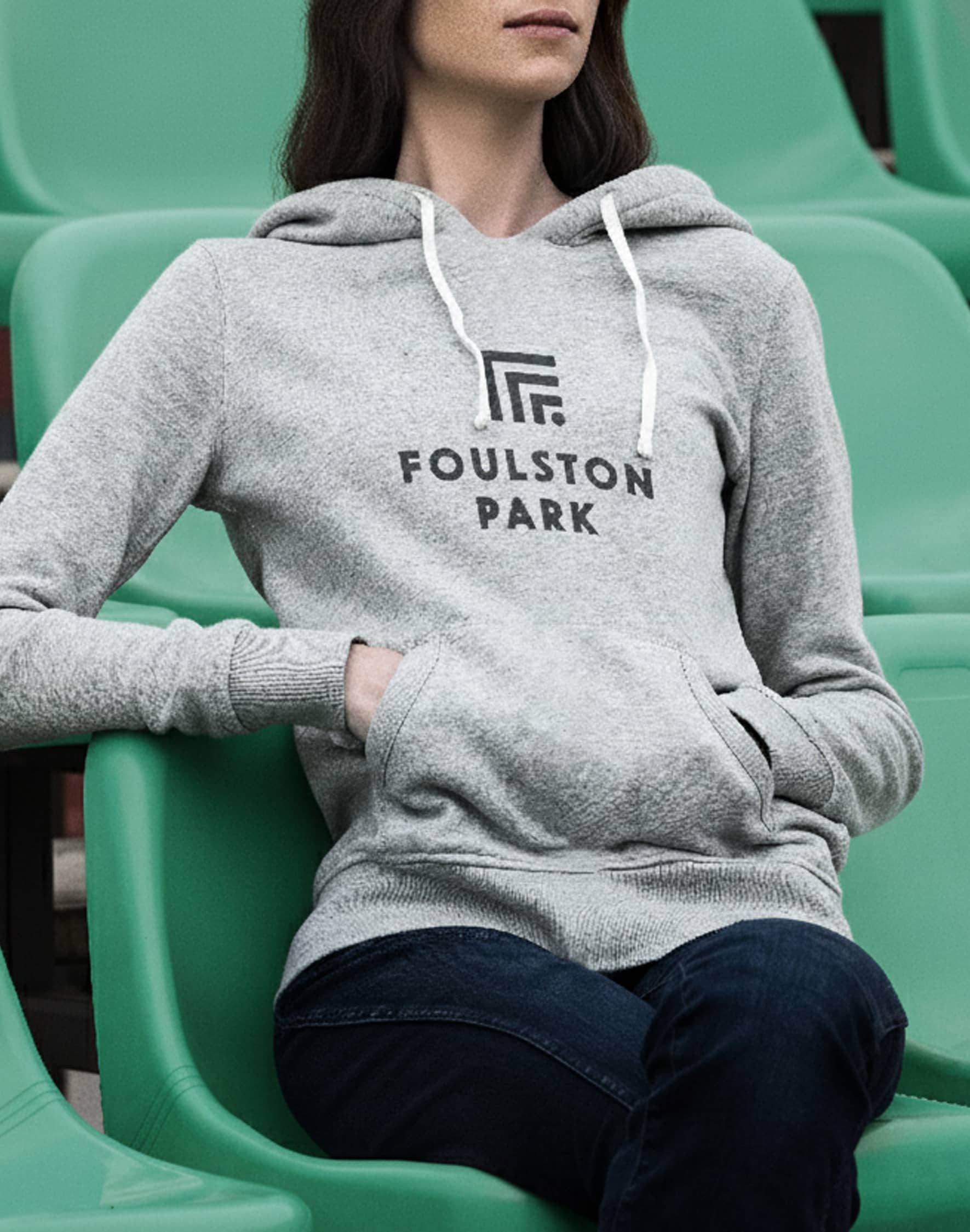 A grey hoodie with the Foulston Park logo.