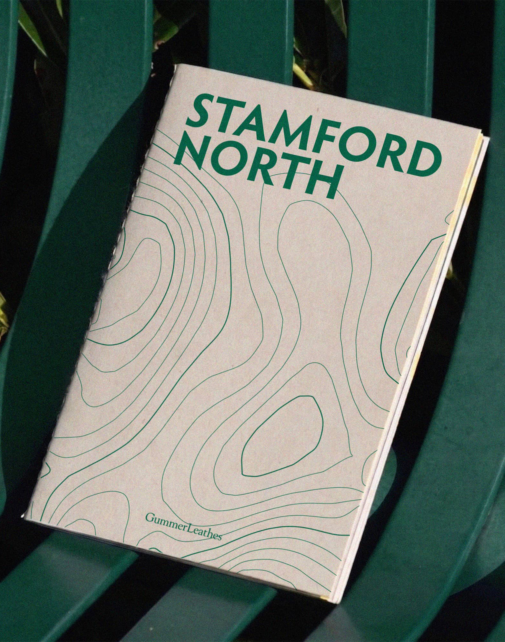 Stamford North project book with a contour-line cover.