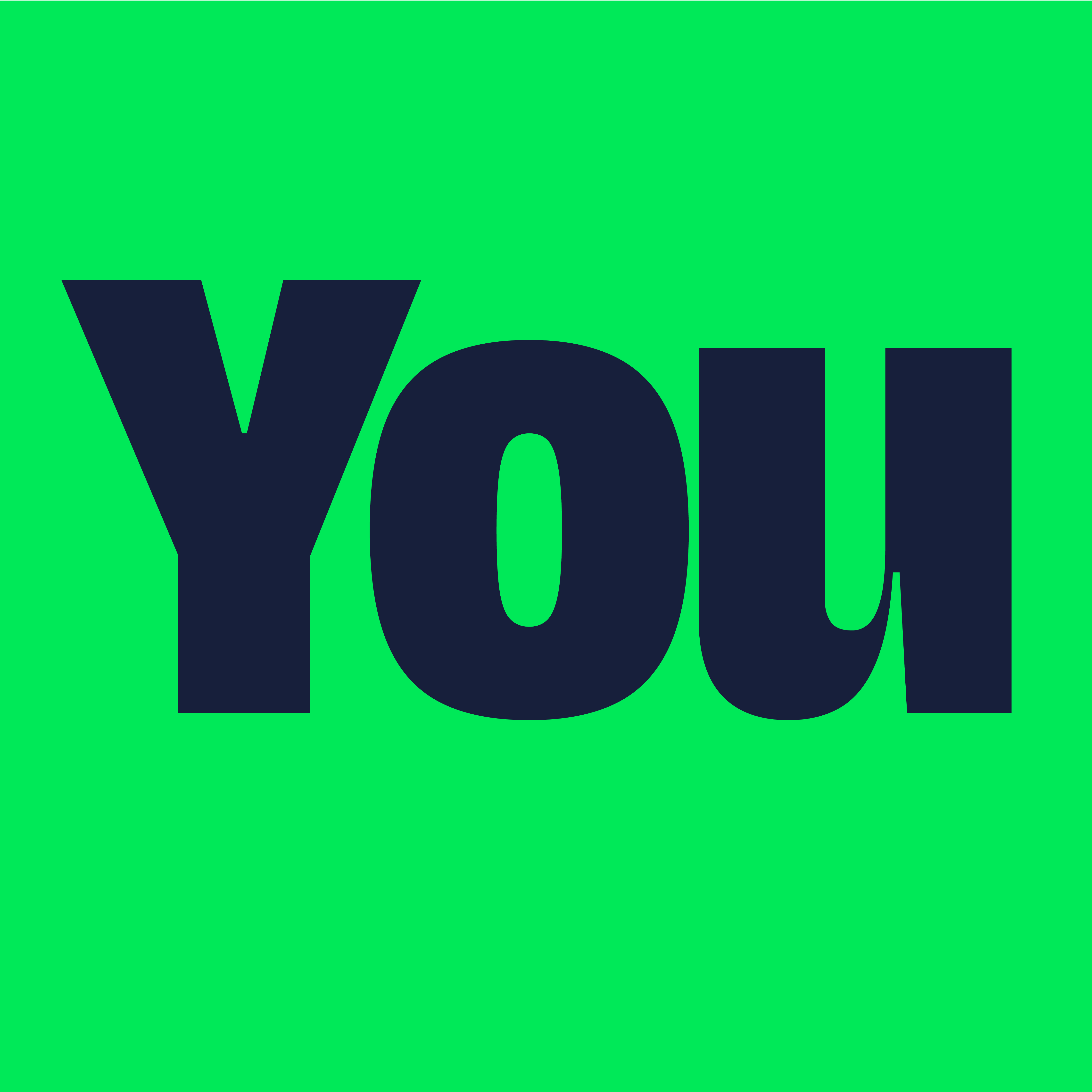 The word “You” in dark lettering on a bright green background.